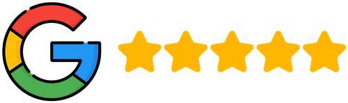 Google logo next to five yellow stars, representing a five-star rating for commercial HVAC Vancouver or residential HVAC services BC.