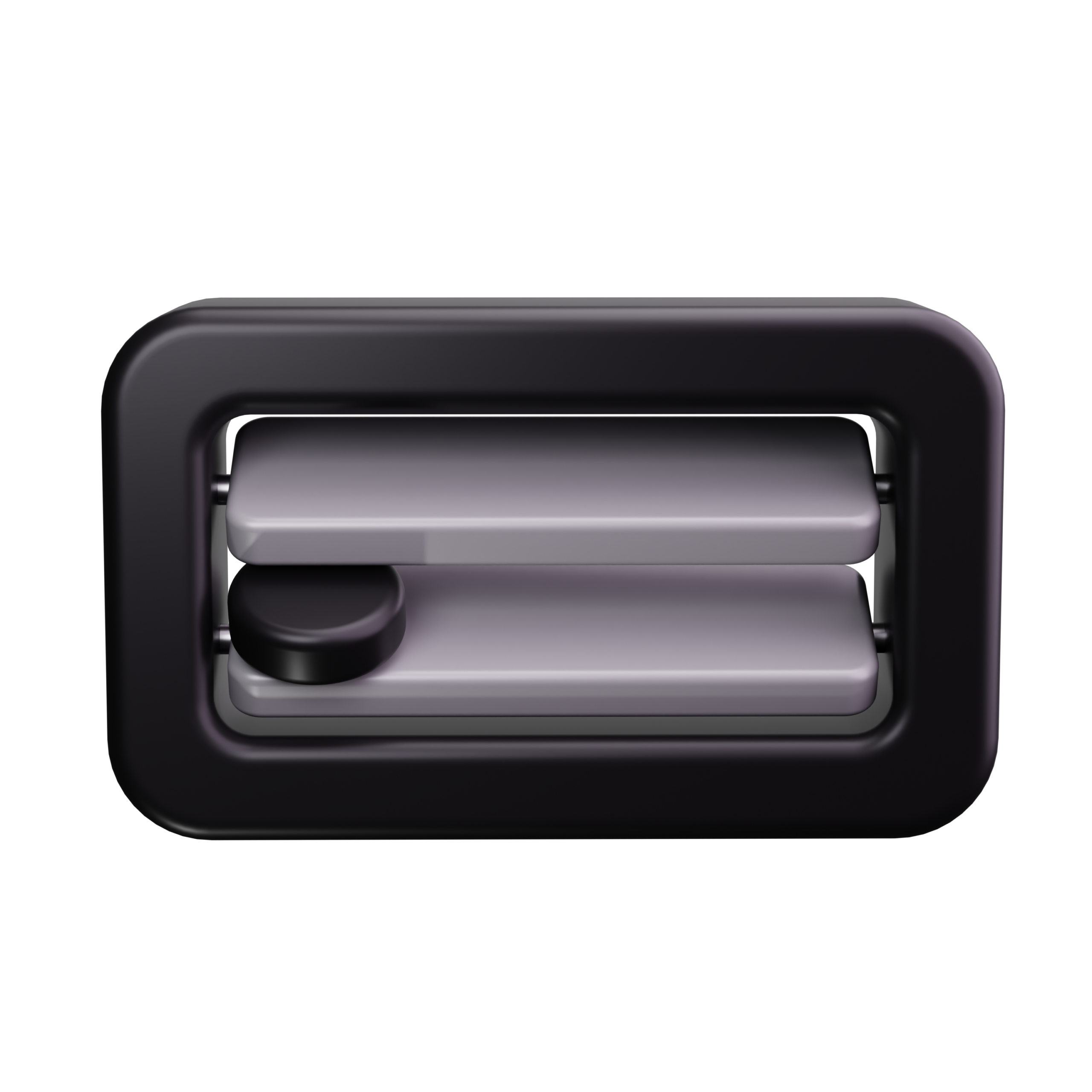 A black and gray toggle switch in the off position, depicted in a minimalist, three-dimensional style on a white background—ideal for illustrating commercial HVAC Vancouver control systems.